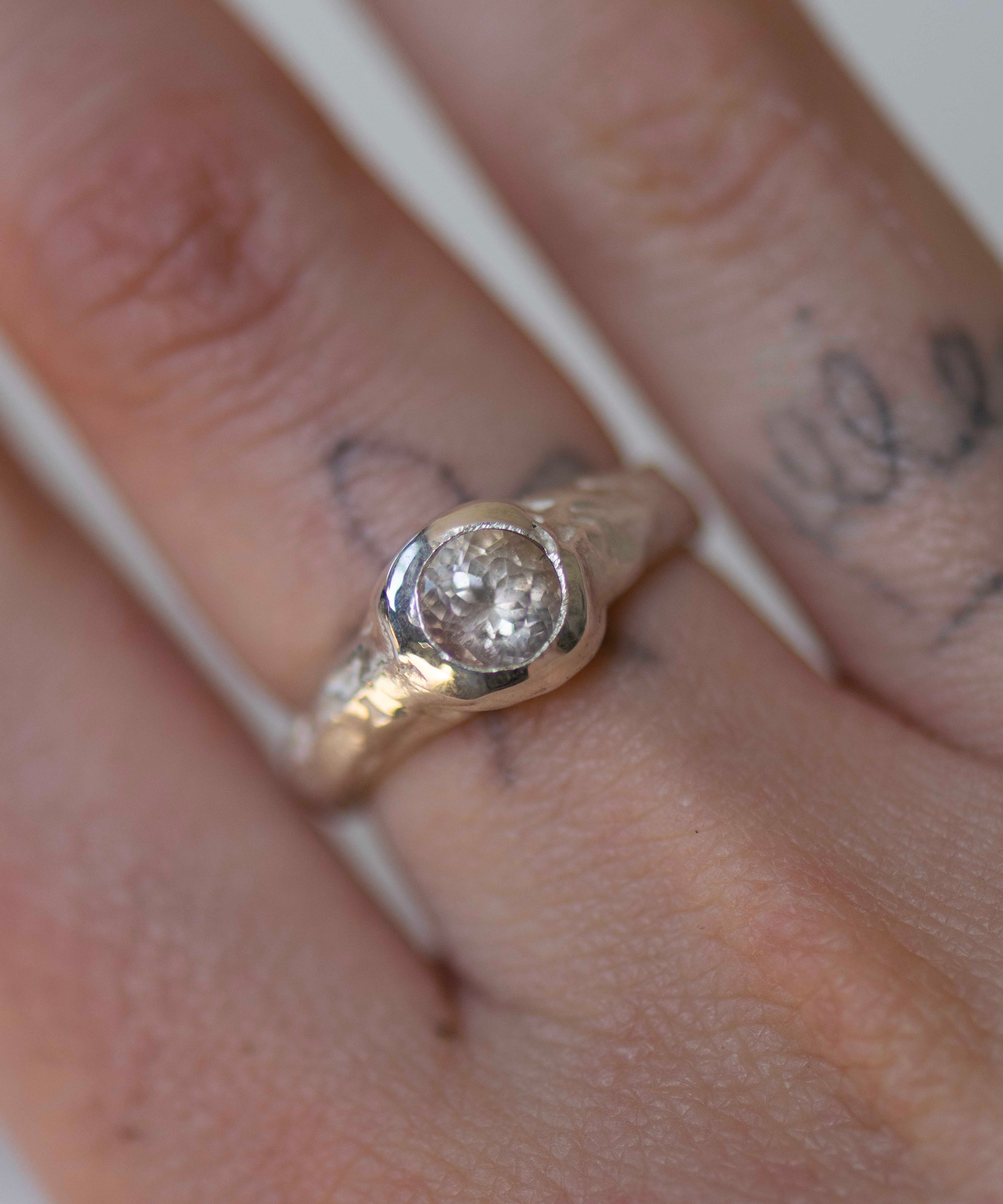 MYST PEACH TOURMALINE RING UK O